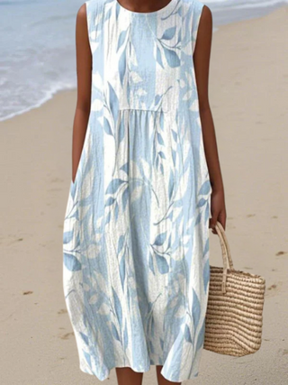 Joy | Midi Dress with Leaf Print