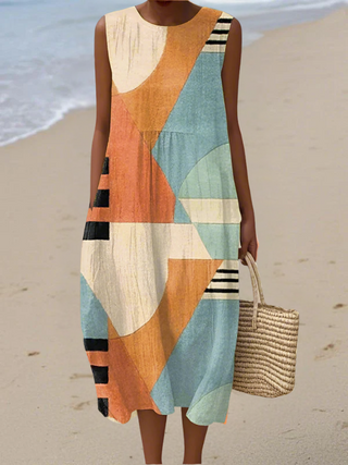 Iris | Midi Dress with Geometric Patterns