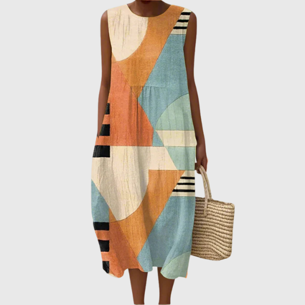 Iris | Midi Dress with Geometric Patterns