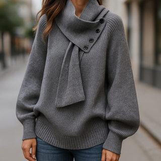 Ariane – Elegant ribbestrikket genser med sjalkrage