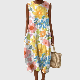 Ella | Midi Dress with Pastel Floral Print