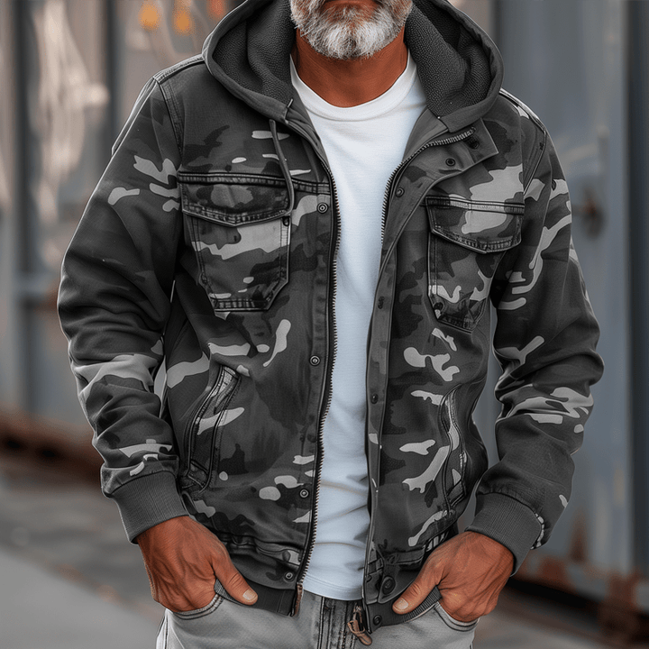 Fabian | Elegantiška Kamufliažo Krovinių Striukė