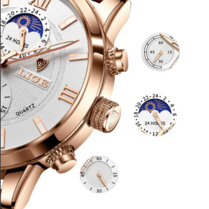 LIGE™ | Elegant herreklokke med månedefase og premium detaljer