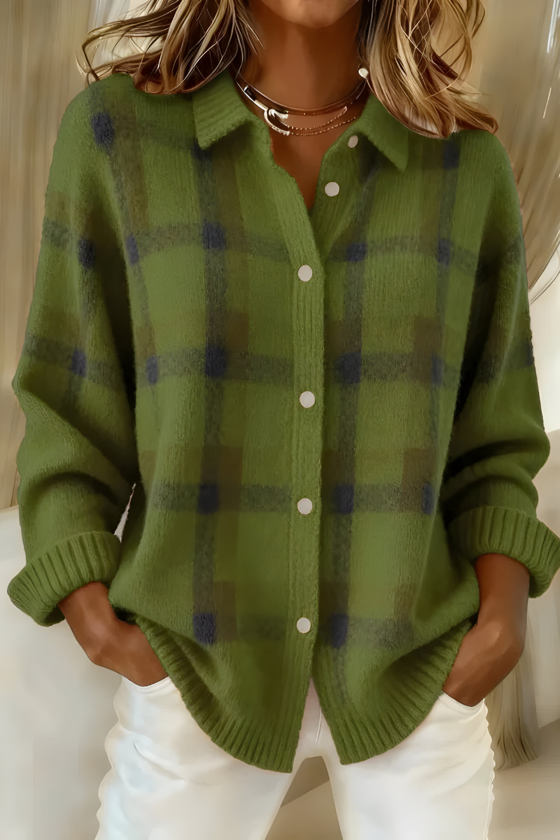 Tesa™ | Cardigan en Maille à Carreaux Doux