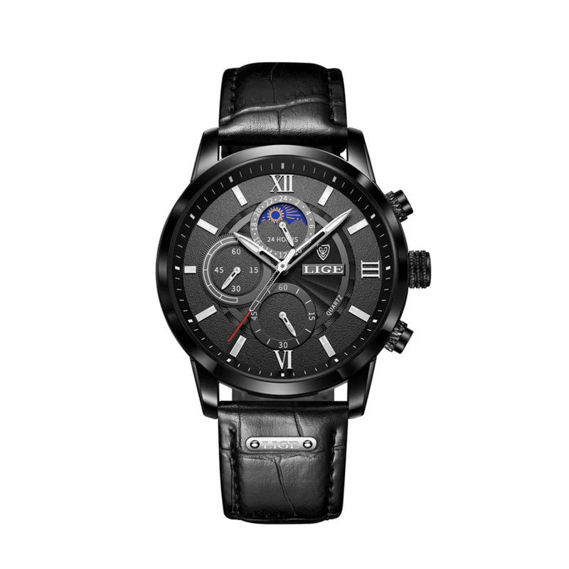 LIGE™ | Elegant herreklokke med månedefase og premium detaljer