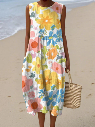 Ella | Midi Dress with Pastel Floral Print