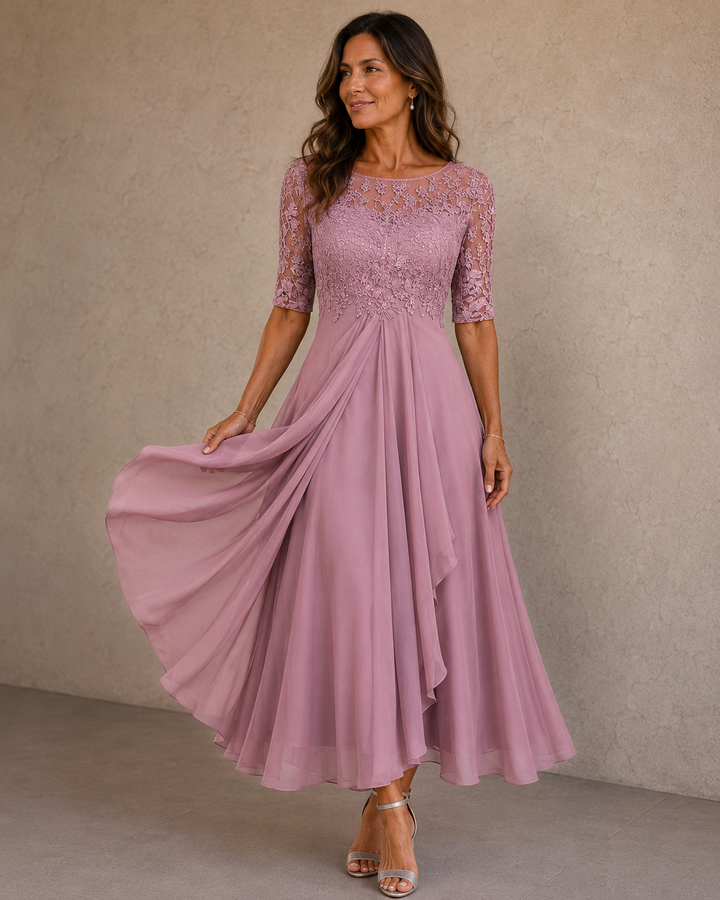 Maria | Elegantiška Nėrinių ir Šifono Suknelė