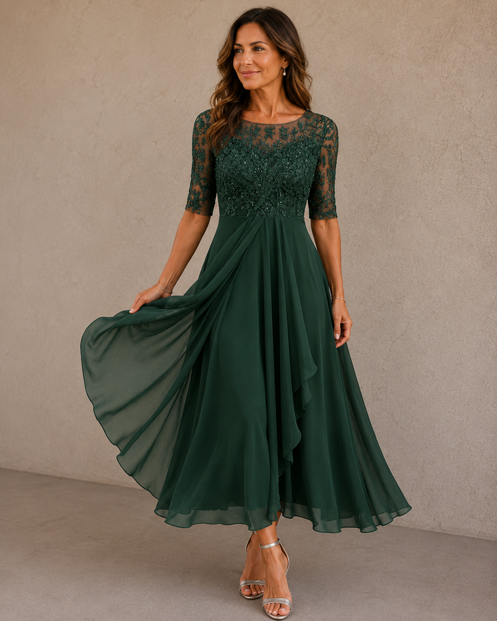 Maria | Elegantiška Nėrinių ir Šifono Suknelė