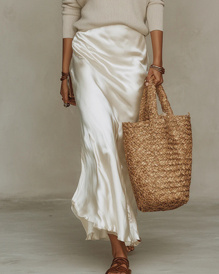 Elena | Midi Satiny Dress with Sweater