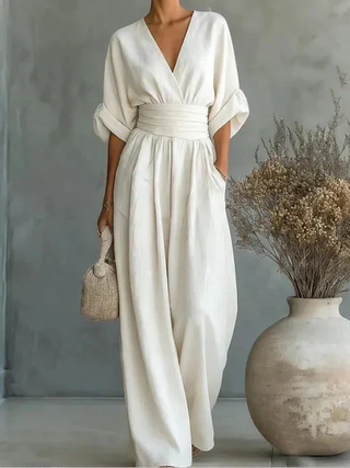 Chiara | Ilgas Raštuotas Skystas Jumpsuit