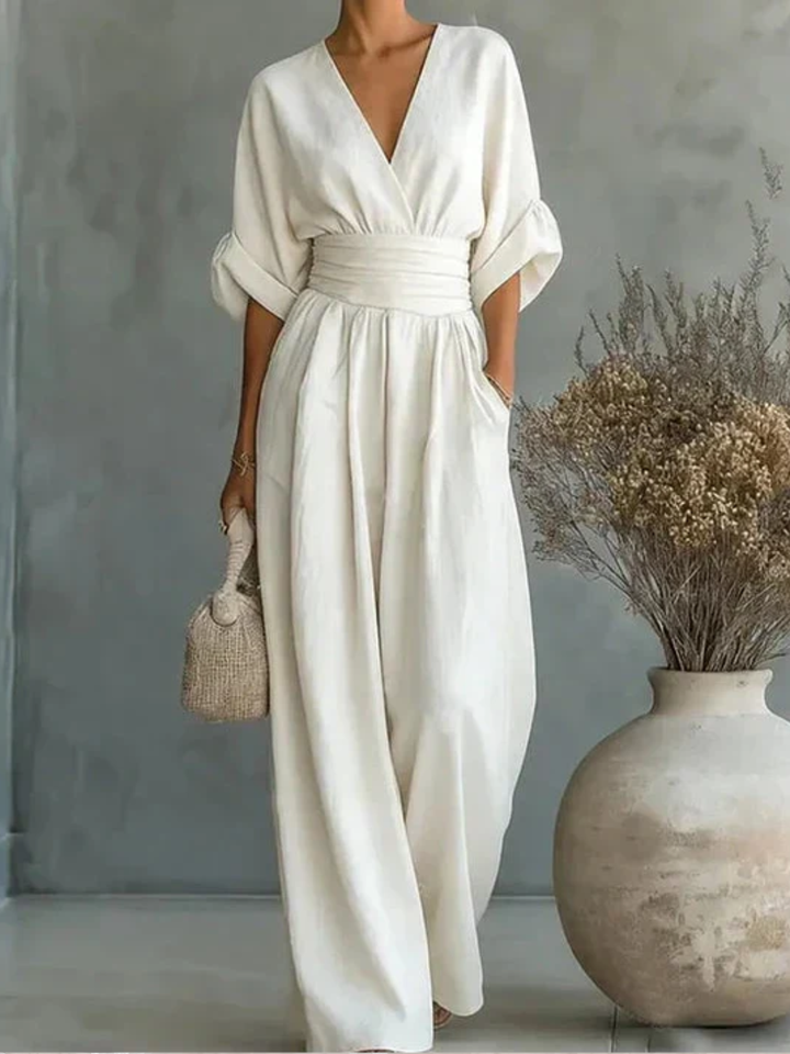 Chiara | Ilgas Raštuotas Skystas Jumpsuit