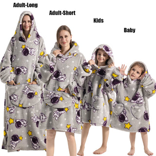 Winter Women Clothes Adult Children Plush Fleece Hoodies Homewear Pajamas Super Warm Hooded Sweatshirts Pullover Tops Oversized