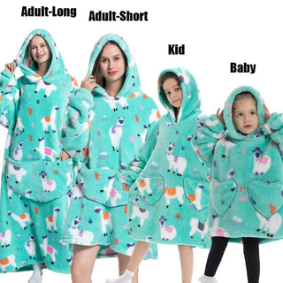 Winter Women Clothes Adult Children Plush Fleece Hoodies Homewear Pajamas Super Warm Hooded Sweatshirts Pullover Tops Oversized