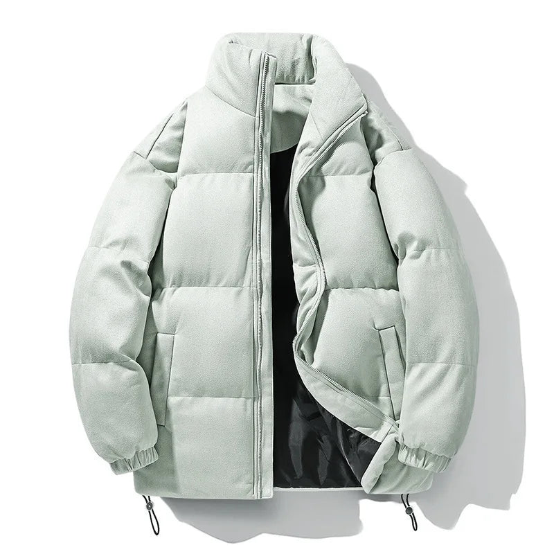 2025 homens inverno parkas jaqueta moda engrossar à prova de frio cor sólida casaco masculino gola manga longa solto homem outerwear