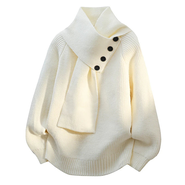Ariane – Elegant ribbestrikket genser med sjalkrage