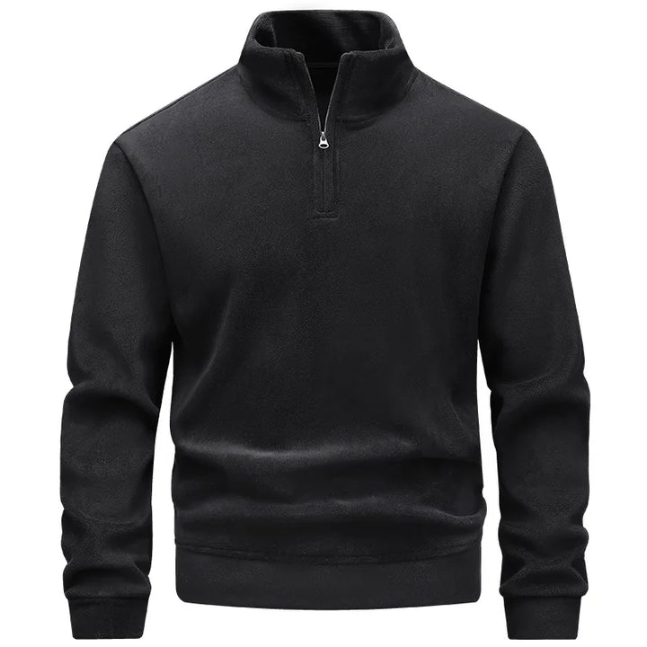 Moletom com capuz de lã espessada com zíper e meio zíper Camiseta térmica masculina de manga comprida com padrão geométrico de fibra de poliéster inverno Fa...