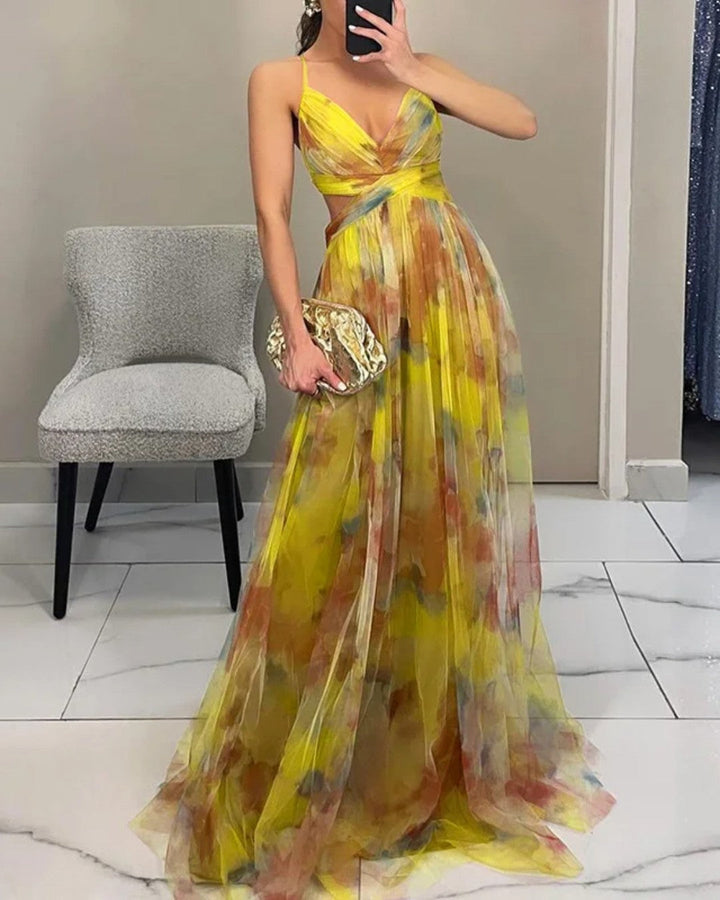 Giselle | Stilinga Maxi Suknelė su Gėlių Motyvais