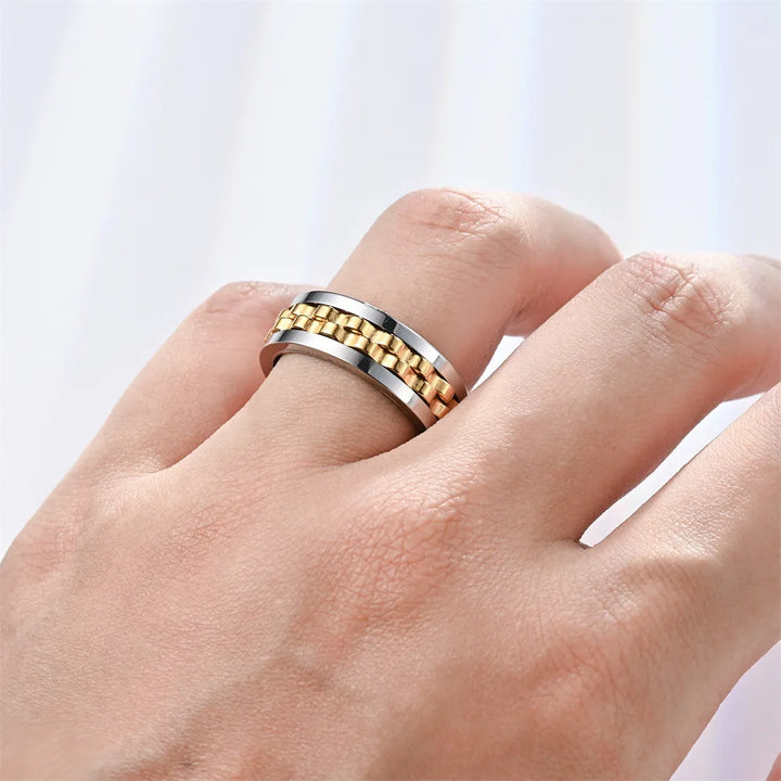 Anti-stress ring i rustfritt stål for menn