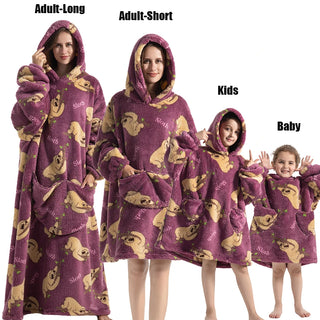 Winter Women Clothes Adult Children Plush Fleece Hoodies Homewear Pajamas Super Warm Hooded Sweatshirts Pullover Tops Oversized