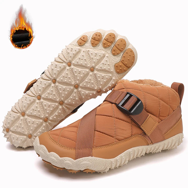 Botas de neve de inverno das mulheres dos homens botas de tornozelo quentes minimalistas com suporte de arco zero gota sola caixa de dedo do pé largo sapatos de algodão descalços