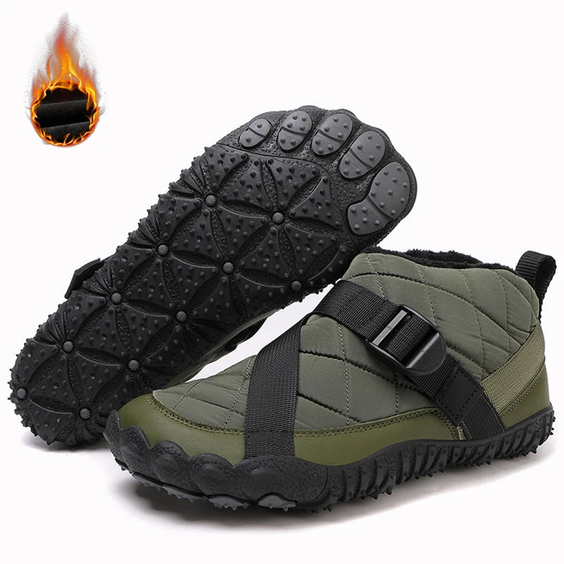 Botas de neve de inverno das mulheres dos homens botas de tornozelo quentes minimalistas com suporte de arco zero gota sola caixa de dedo do pé largo sapatos de algodão descalços