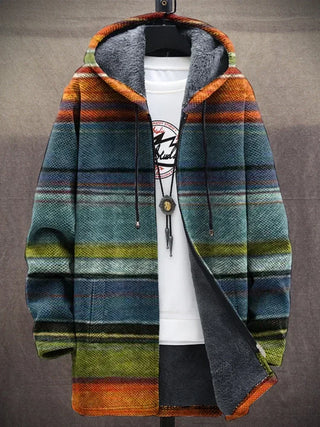 LivOdin Varm Fleece-Cardigan med Kunstnerisk Fargegradient – Tidløs Vinterkomfort