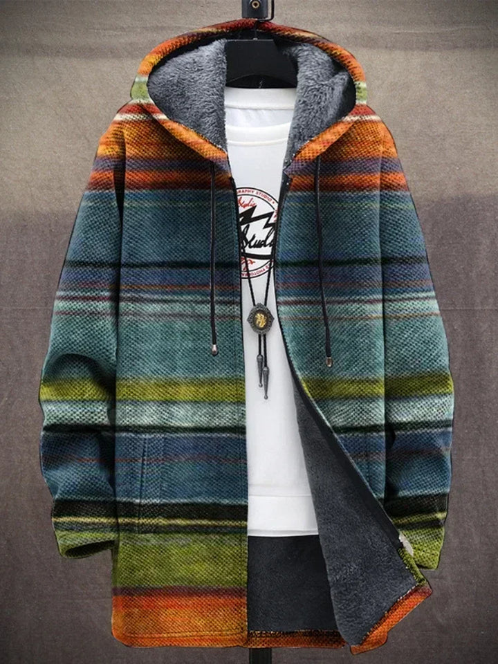 LivOdin Varm Fleece-Cardigan med Kunstnerisk Fargegradient – Tidløs Vinterkomfort