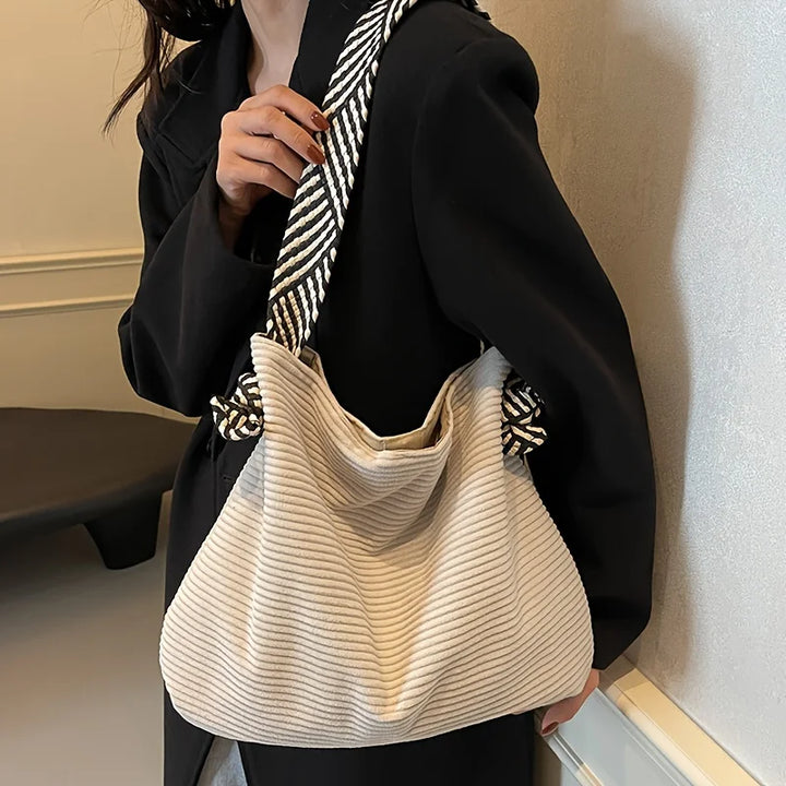 Bolsa tote de veludo fashion feminina, bolsa de ombro casual, grande capacidade, deslocamento diário, sacolas de compras, bolsa de telefone