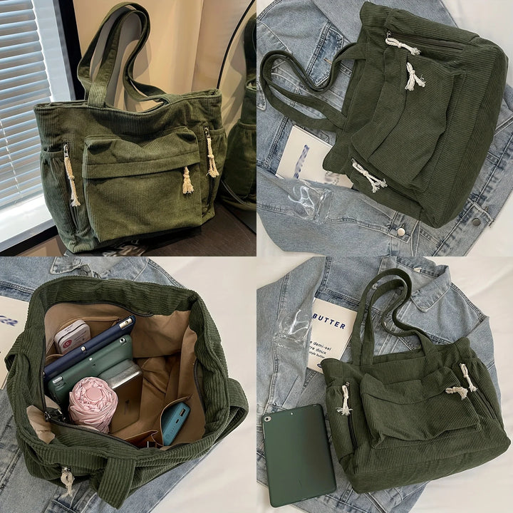 Bolsa de ombro de veludo Travel Master casual cor sólida com bolso múltiplo sacola para mulheres