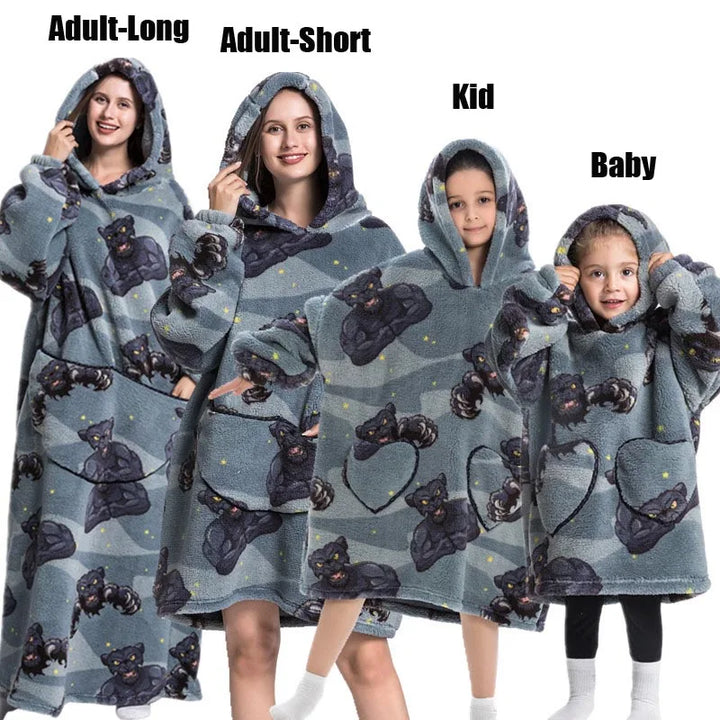 Winter Women Clothes Adult Children Plush Fleece Hoodies Homewear Pajamas Super Warm Hooded Sweatshirts Pullover Tops Oversized