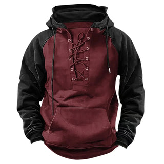Men's Casual Hoodie Sweatshirt Autumn Winter Color Block Oversized Workwear Jacket Youth Fashion Polyester Blend Long Sleeve