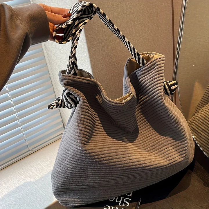 Bolsa tote de veludo fashion feminina, bolsa de ombro casual, grande capacidade, deslocamento diário, sacolas de compras, bolsa de telefone