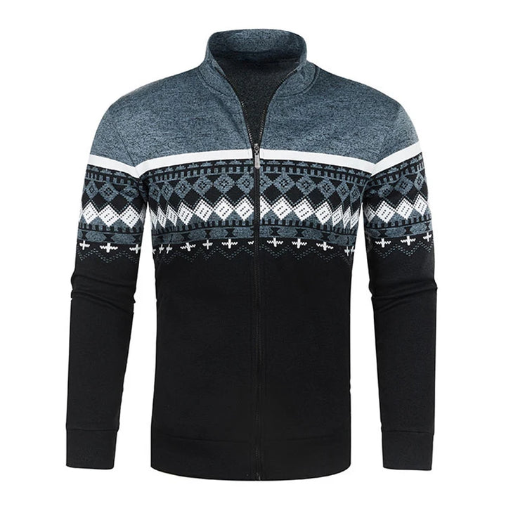 Novos homens suéteres jaquetas outono inverno casacos quentes soltos moletom com zíper gola alta impresso topo