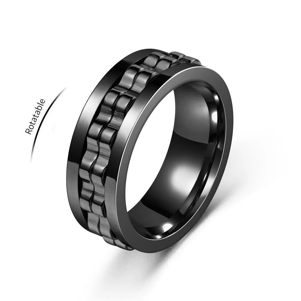 Anti-stress ring i rustfritt stål for menn