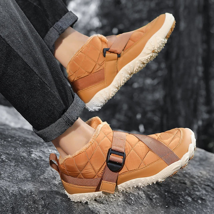 Botas de neve de inverno das mulheres dos homens botas de tornozelo quentes minimalistas com suporte de arco zero gota sola caixa de dedo do pé largo sapatos de algodão descalços