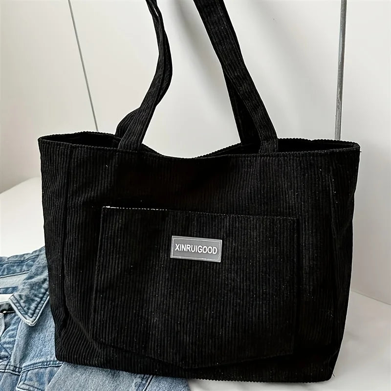 Bolsa tote de ombro de veludo feminino, bolsa casual de moda de grande capacidade para sair, bolsas e bolsas designer