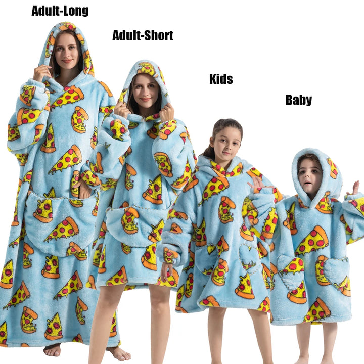 Winter Women Clothes Adult Children Plush Fleece Hoodies Homewear Pajamas Super Warm Hooded Sweatshirts Pullover Tops Oversized