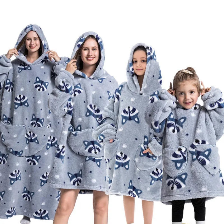 Winter Women Clothes Adult Children Plush Fleece Hoodies Homewear Pajamas Super Warm Hooded Sweatshirts Pullover Tops Oversized