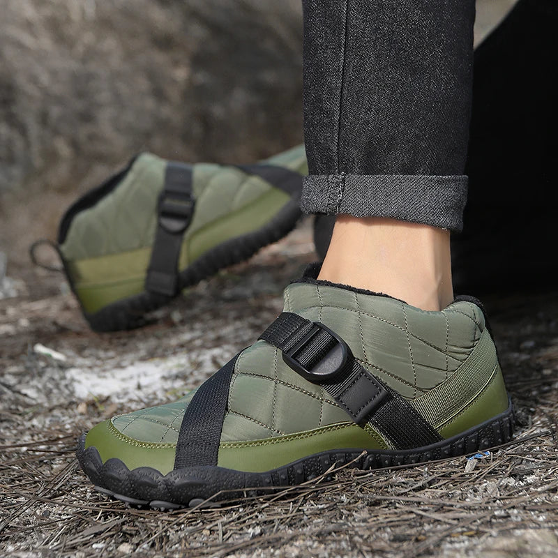 Botas de neve de inverno das mulheres dos homens botas de tornozelo quentes minimalistas com suporte de arco zero gota sola caixa de dedo do pé largo sapatos de algodão descalços