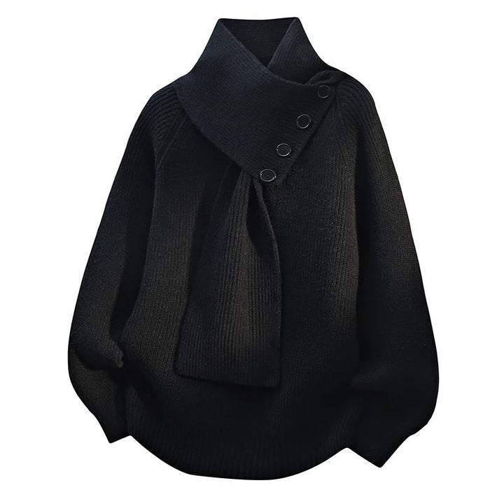 Ariane – Elegant ribbestrikket genser med sjalkrage
