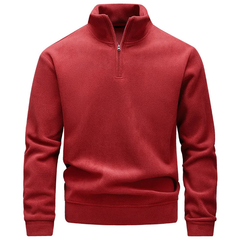 Moletom com capuz de lã espessada com zíper e meio zíper Camiseta térmica masculina de manga comprida com padrão geométrico de fibra de poliéster inverno Fa...
