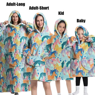 Winter Women Clothes Adult Children Plush Fleece Hoodies Homewear Pajamas Super Warm Hooded Sweatshirts Pullover Tops Oversized