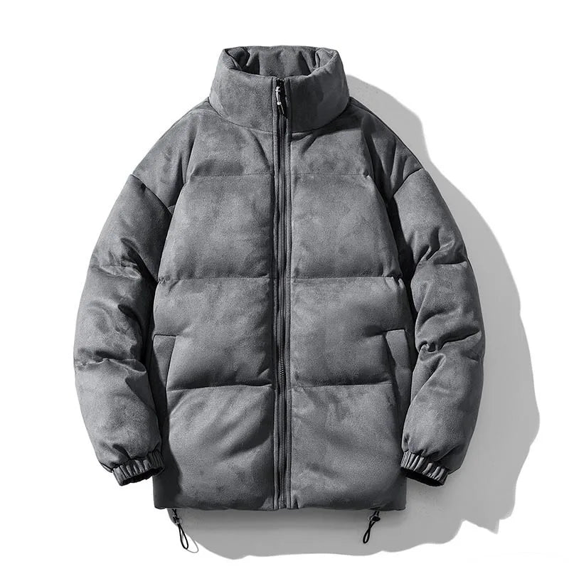 2025 homens inverno parkas jaqueta moda engrossar à prova de frio cor sólida casaco masculino gola manga longa solto homem outerwear