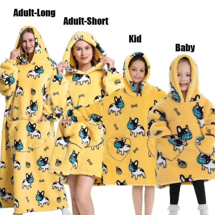 Winter Women Clothes Adult Children Plush Fleece Hoodies Homewear Pajamas Super Warm Hooded Sweatshirts Pullover Tops Oversized