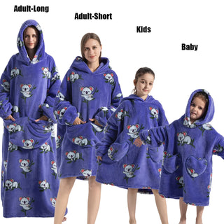 Winter Women Clothes Adult Children Plush Fleece Hoodies Homewear Pajamas Super Warm Hooded Sweatshirts Pullover Tops Oversized