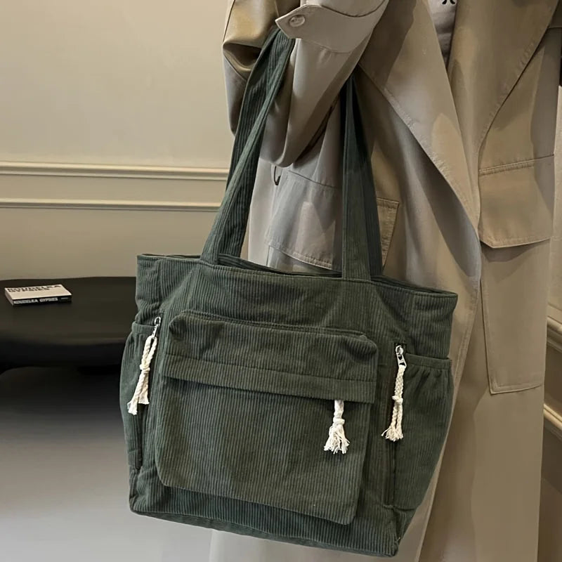 Bolsa de ombro de veludo Travel Master casual cor sólida com bolso múltiplo sacola para mulheres