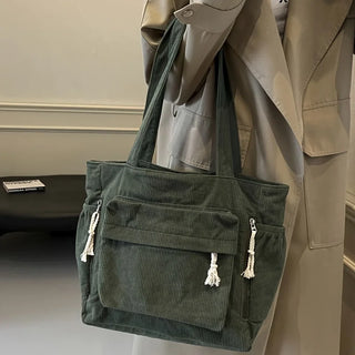 Bolsa de ombro de veludo Travel Master casual cor sólida com bolso múltiplo sacola para mulheres