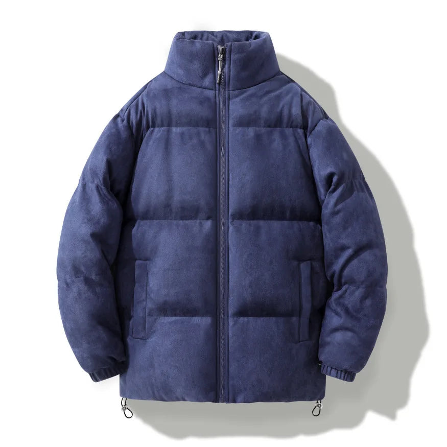 2025 homens inverno parkas jaqueta moda engrossar à prova de frio cor sólida casaco masculino gola manga longa solto homem outerwear