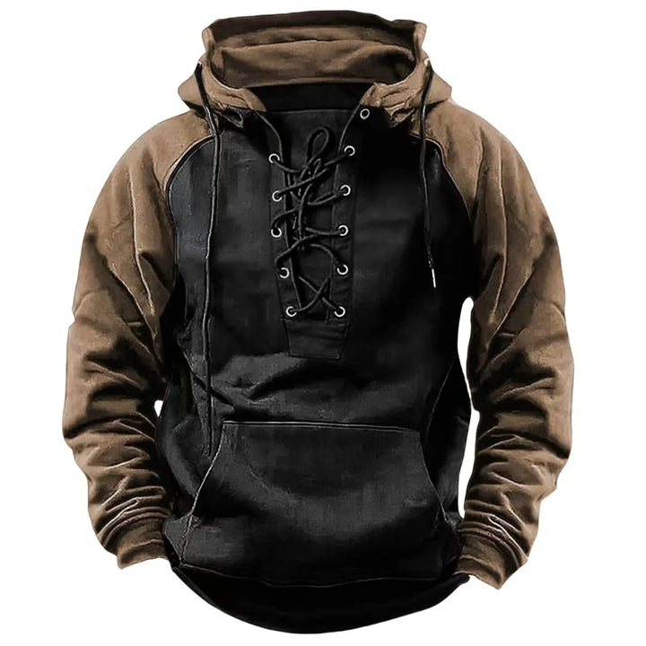 Men's Casual Hoodie Sweatshirt Autumn Winter Color Block Oversized Workwear Jacket Youth Fashion Polyester Blend Long Sleeve