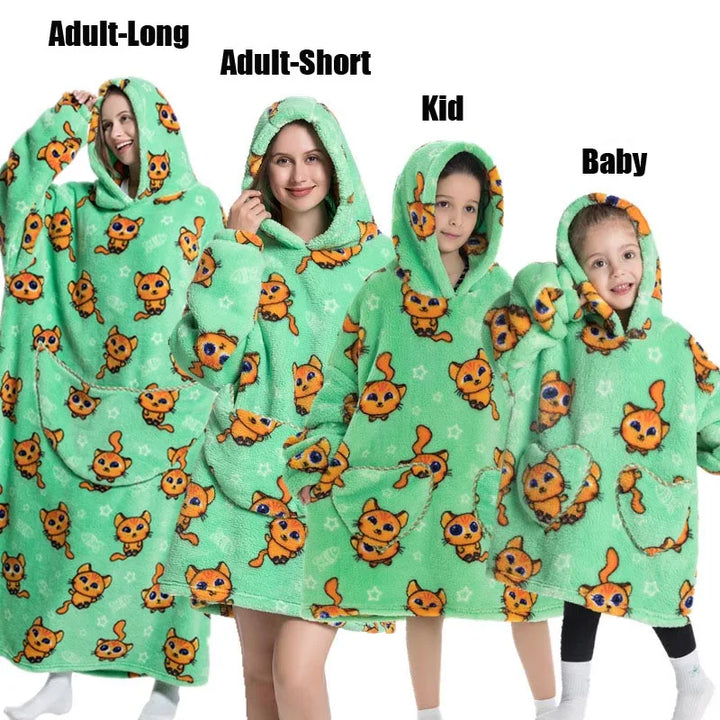 Winter Women Clothes Adult Children Plush Fleece Hoodies Homewear Pajamas Super Warm Hooded Sweatshirts Pullover Tops Oversized